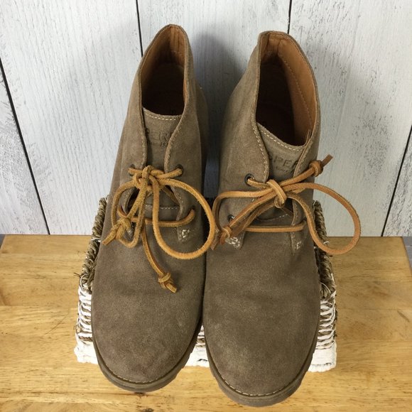 Sperry Stella Wedge Tan Suede Boots, Size 9 Med - Picture 3 of 9